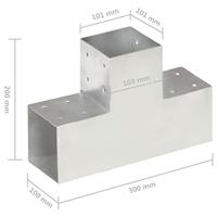VidaXL Paalverbindingen 4 st t-vorm 101x101 mm gegalvaniseerd metaal - thumbnail