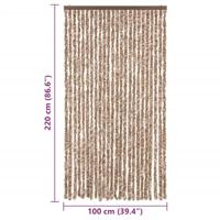 Vliegengordijn 100x220 cm chenille beige en donkerbruin - thumbnail