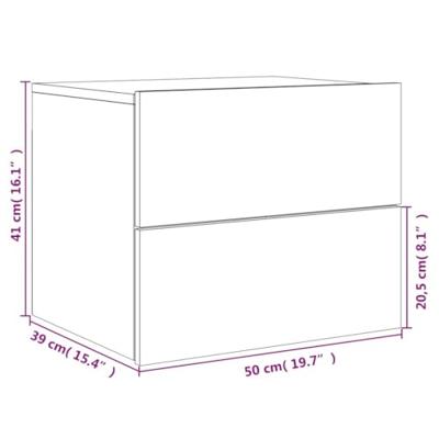 Nachtkastjes met LED's 2 st wandgemonteerd grijs sonoma eiken
