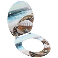 VidaXL Toiletbril met deksel schelp mdf - thumbnail