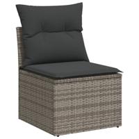 8-delige Loungeset met kussens poly rattan grijs - thumbnail