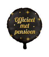 Classy Folieballon Pensioen Zwart/Goud (46cm) - thumbnail