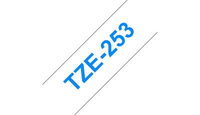 Brother Gloss Laminated Labelling Tape - 24mm, Blue/White labelprinter-tape TZ