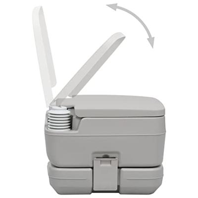 VidaXL Kampeertoilet draagbaar 10 + 10 l grijs