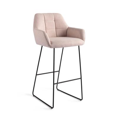 Jesper Home Barkruk 'Noto' Slide Black, kleur Petal Pink (zithoogte 75cm)