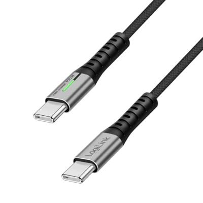 LogiLink CU0430 USB-C-kabel USB 3.2 Gen2x2 USB-C stekker 0.30 m Zwart Met LED, 4K UHD, Stekker past op beide manieren