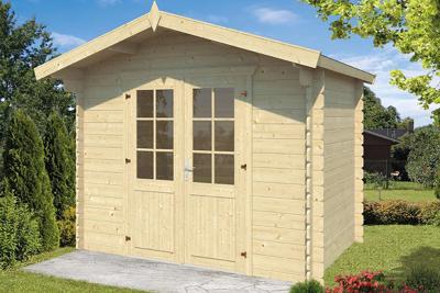 Tuindeco Anja Blokhut 295x200 cm + luifel 50 cm 28 mm vuren blank- Zadeldak- Onbehandeld vurenhout- Tuindeco