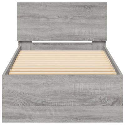 Bedframe met hoofdeinde en LED grijs sonoma eiken 150x200 cm