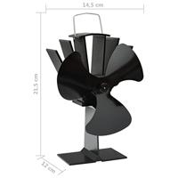 VidaXL Kachelventilator met 3 vinnen zwart - thumbnail