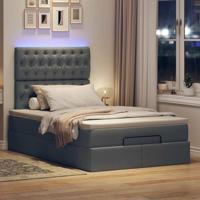 Ottoman bed met matras en LED's 120x200cm stof donkergrijs - thumbnail