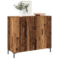 Dressoir 90x34x80 cm bewerkt hout oud houtkleurig - thumbnail