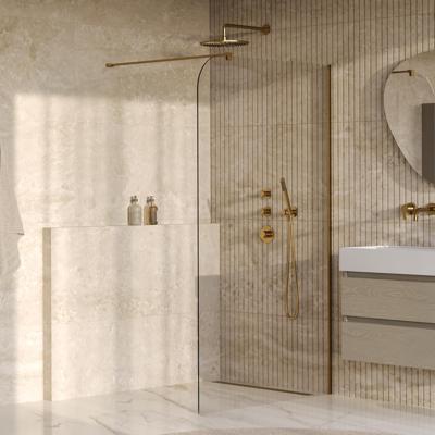 BRAUER Orion inloopdouche helder glas 120x200 incl. glascoating Geborsteld Goud PVD