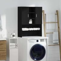 VidaXL Wasmachinekast 70,5x25,5x90 cm zwart eikenkleurig - thumbnail
