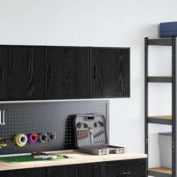 Garagewandkasten 2 st spaanplaat zwart - thumbnail