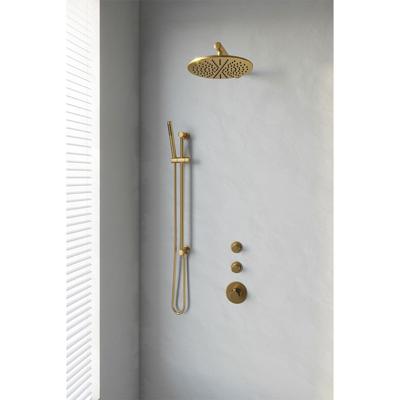 Brauer Gold Edition Thermostatische Regendoucheset Inbouw - Hoofddouche 30 cm - Rechte Wandarm - Handdouche Staaf - Doucheslang - Geintegreerde Glijstang - Geborsteld Goud