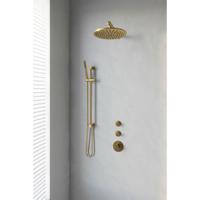 Gold Edition thermostatische inbouw regendouche SET 14 met 30cm douchekop en handdouche en glijstang goud geborsteld PVD - thumbnail
