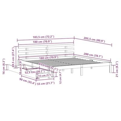 Bedframe met lades massief grenenhout wit 180x200 cm
