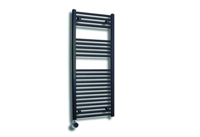 Elektrische Design Radiator Sanicare Plug & Play 111,8x45 cm Mat Zwart 596 Watt Met Chroom Thermostaat Links Sanicare - thumbnail
