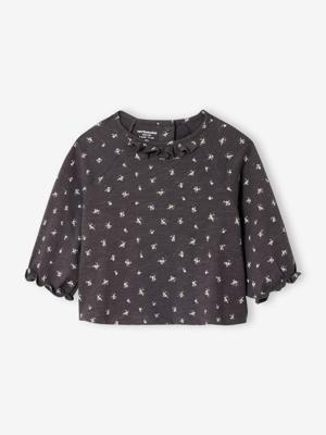 T-shirt blouse model met bloemenprint antraciet