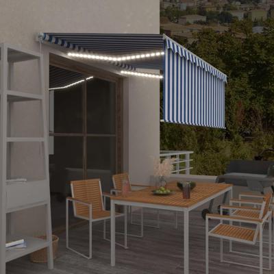 Luifel handmatig uittrekbaar rolgordijn LED 3,5x2,5 m blauw wit