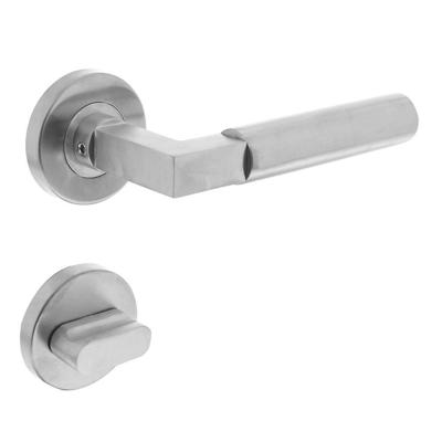 Deurkruk 0379 Bau-stil op rozet rond staal met 7mm nok met WC 8mm RVS