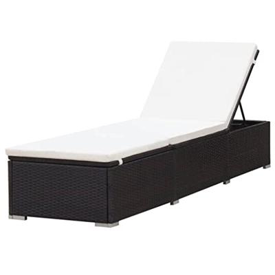 Ligbed 195x60x31 cm poly rattan bruin en crmewit Ligbed 195x60x31 cm poly rattan bruin en crmewit