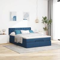 Ottoman bed met matras 140x200cm stof blauw - thumbnail