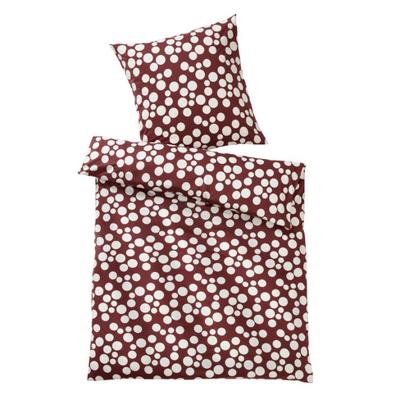 Jersey-beddengoedset stippen, salie-natuur 80 × 80 + 155 × 220 cm