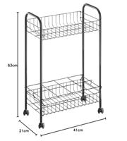 Metaltex belino lava trolly + flessenhouder 23x41x63 zwart - thumbnail