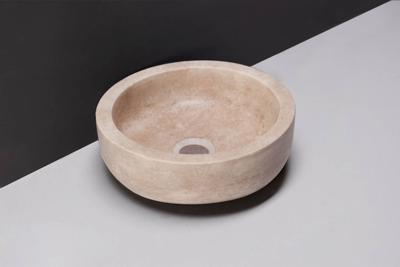 Forzalaqua Verona Xs waskom 30x30x10cm Rond Natuursteen Travertin gezoet 100365 Forzalaqua Verona Xs waskom 30x30x10cm Rond Natuursteen Travertin gezoet 100365