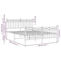 Bedframe met hoofd- en voeteneinde metaal wit 140x200 cm - thumbnail