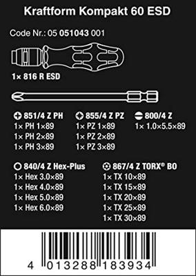 Wera Kraftform Kompakt 60 ESD, 17 -delig - 1 stuk(s) - 05051043001