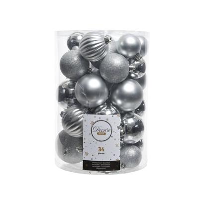 Decoris kerstballen box 34 stuks zilver