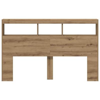 Hoofdbordkast met LED artisan 160x17x102 cm eikenkleurig