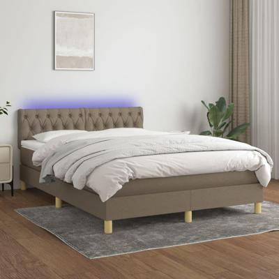 Boxspring met matras en LED stof taupe 140x190 cm