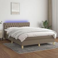 Boxspring met matras en LED stof taupe 140x190 cm - thumbnail