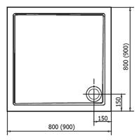 Douchebak Marmer Sapho Aura 90x90x4 cm Vierkant Wit Sapho - thumbnail