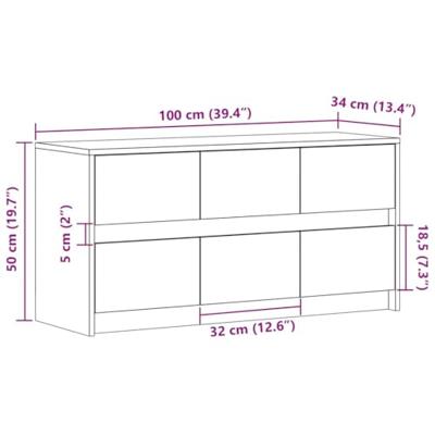 Tv-meubel met LED 100x34x50 cm bewerkt hout wit