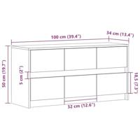 Tv-meubel met LED 100x34x50 cm bewerkt hout wit - thumbnail
