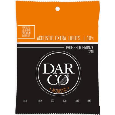 Darco Acoustic D210 Extra Lights 92/8 Phosphor Bronze 10-47 snarenset voor westerngitaar Darco Acoustic D210 Extra Lights 92/8 Phosphor Bronze 10-47 snarenset voor westerngitaar