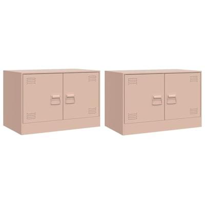 Tv-meubelen 2 st 67x39x44 cm staal roze