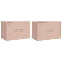 Tv-meubelen 2 st 67x39x44 cm staal roze - thumbnail