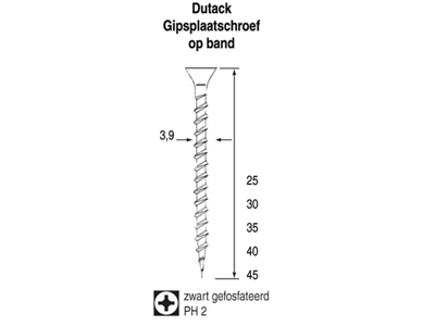 Dutack Gipsplaatschroef 3,9 fijn 40mm PH2 ds duizend stuks - 5410004
