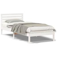 Bedframe met hoofdeinde Wit 90 x 220 cm Massief grenenhout - thumbnail