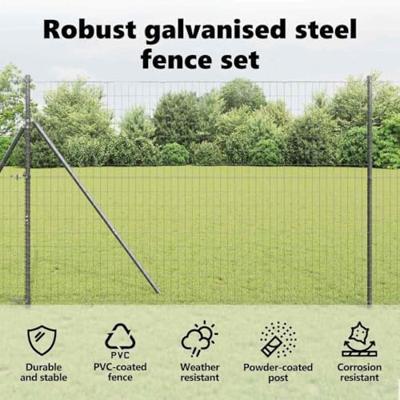 VidaXL Hek met paal grijs 1,5 x 10 m staal en pvc