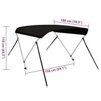 VidaXL Biminitop 2 bogen 180x150x110 cm zwart - thumbnail