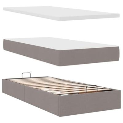 Bed met matras 90x200 cm stof taupe
