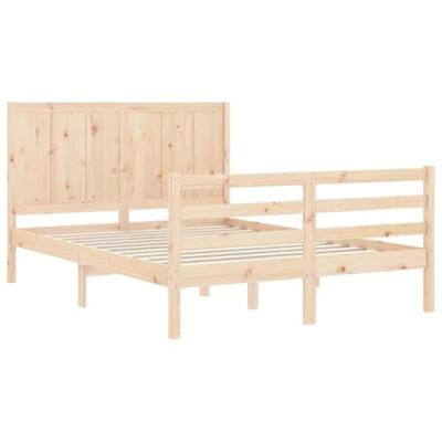 Bedframe met hoofdbord massief hout 140x200 cm
