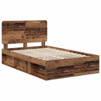 Bedframe met hoofdeinde Oudhout 135 x 190 cm Massief grenenhout - thumbnail