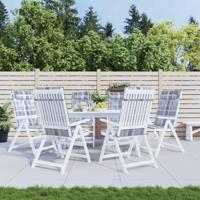 Stoelkussens 6 st hoge rug ruitpatroon oxford stof grijs - thumbnail